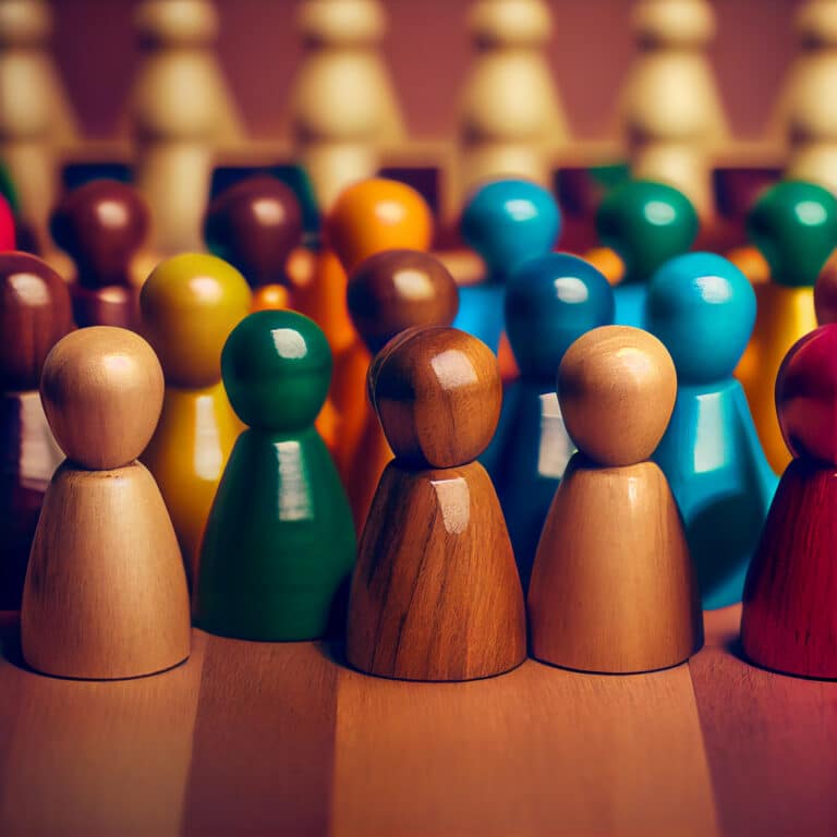 Colorful wooden figurines symbolizing diversity, used for an article on Florida Attorney General’s securities fraud class action against Target over DEI and ESG initiatives.